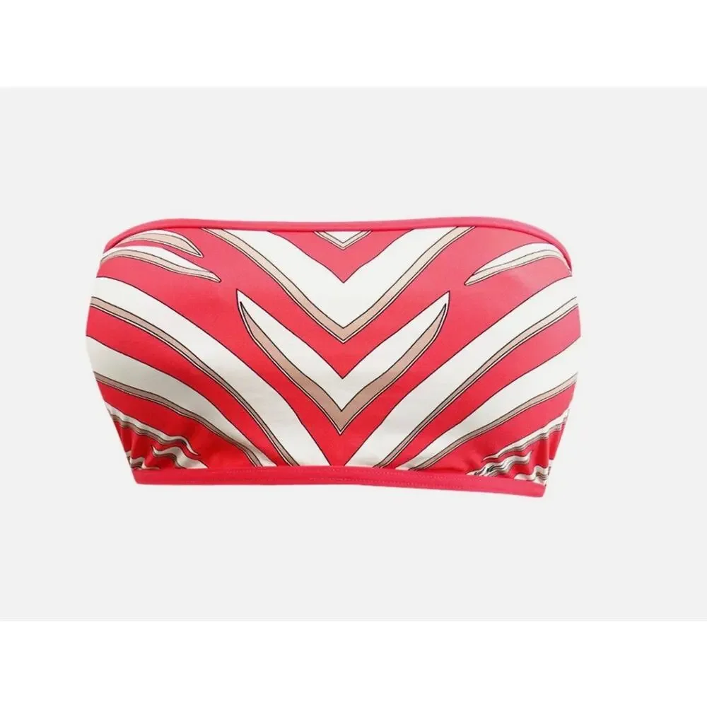 Michael Kors Geranium Zebra Spine Convertible Bandeau Bikini Top L NWT
